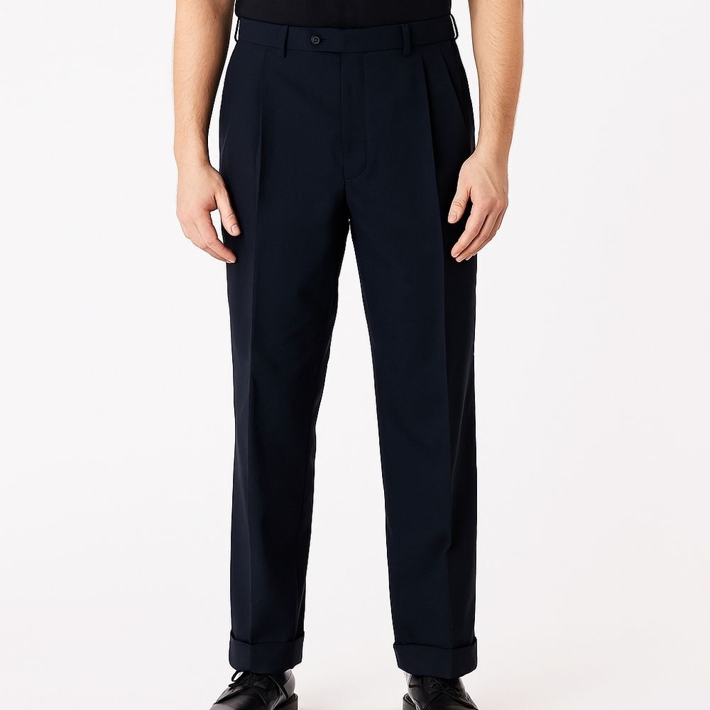 Lauren Ralph Lauren Mens Black Total Comfort Pleated 100% Wool Pants Size 40X34